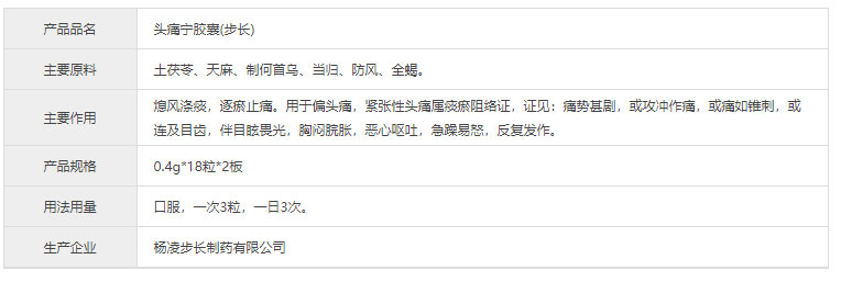 步长 头痛宁胶囊 2*18粒(图1)